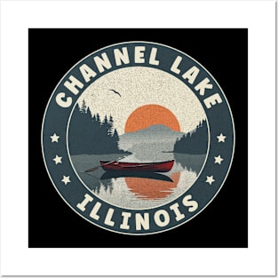 Channel Lake Illinois Sunset Posters and Art